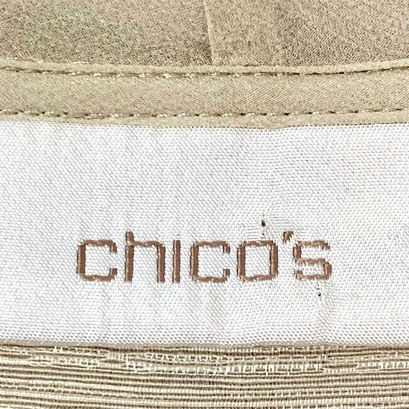 Chico's Sofie Scarf Silk Linen Blazer S 4 Neutral Open Front Pockets Lagenlook - Picture 8 of 13